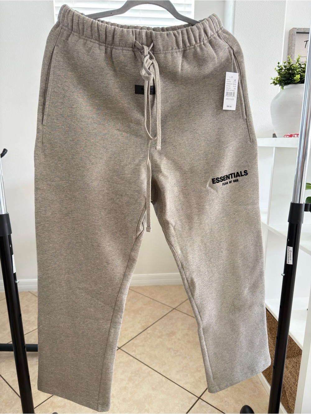 Essentials Men’s Sandstone/Taupe Sweatpants with Drawstring